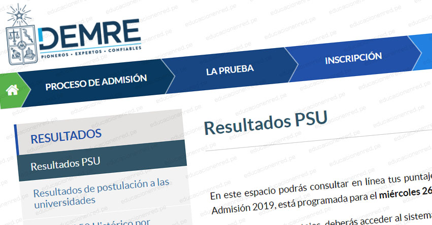 RESULTADOS PSU 2018: Puntajes nacionales serán notificados este viernes, informó el DEMRE - www.psu.demre.cl