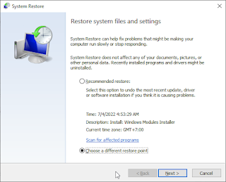 Cara Bikin  dan Gunakan Sistem Restore Poin Di Windows