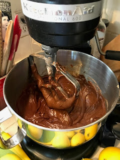 Mixing the brownie batter