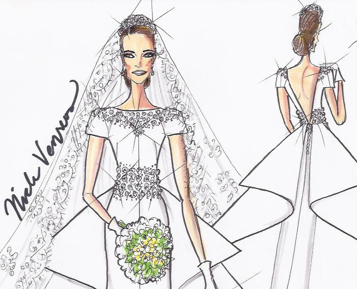kate middleton wedding gown sketches. A Wedding Gown Fit for a
