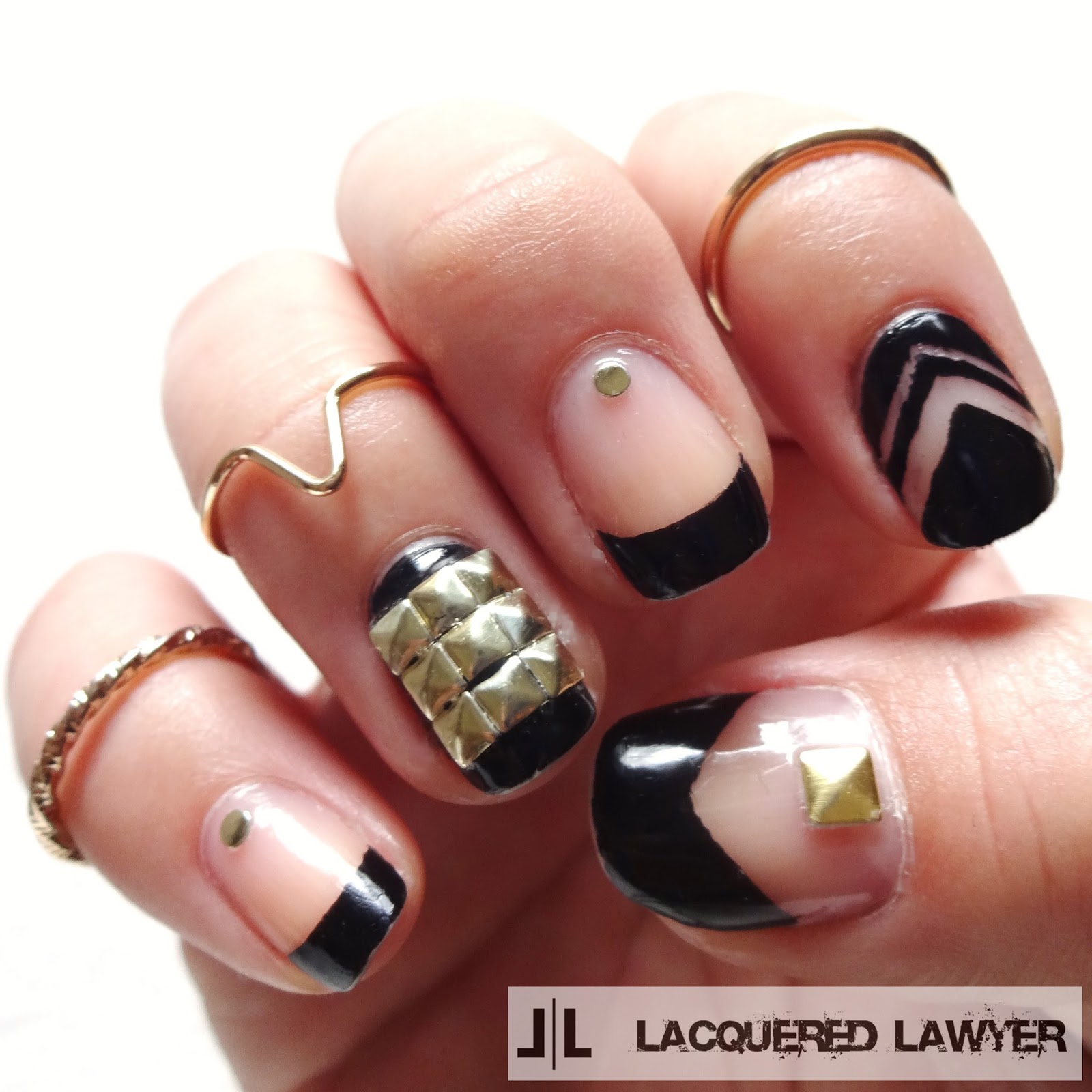 Black Negative Space Nail Art