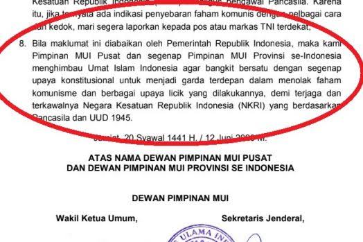 Terbitkan Maklumat, MUI Curiga Konseptor RUU HIP Ingin Bangkitkan Faham Komunis