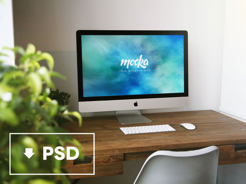 iMac on Home Desk Mockup