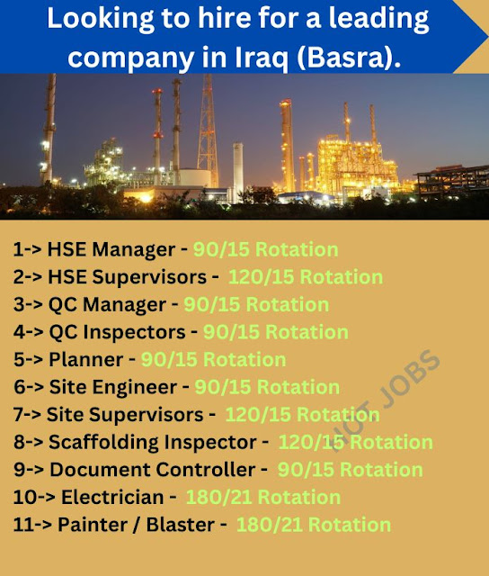 Looking to hire for a leading company in Iraq (Basra).