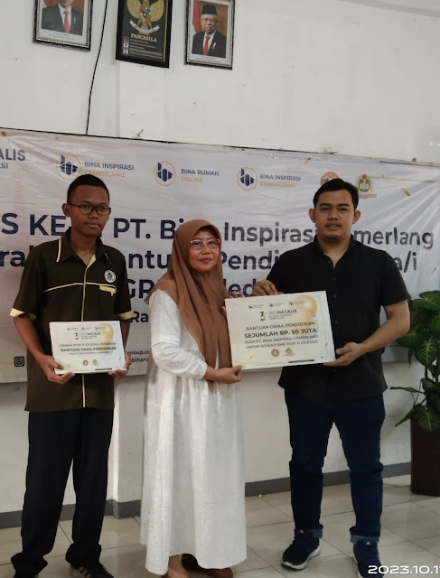 PT Bina Inspirasi Cemerlang Ultah ke 3 Memberikan Santunan Pendidikan Siswa/I SMK PGRI 11 Cileduk Kota Tangerang