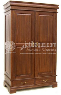 lemari pakaian kayu jati 2 pintu simpel