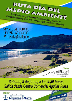 Fotografía de Cabo Cope con la información. Sábado, 8 de junio, a las 9:30 h, salida desde el Centro Comercial Águilas Plaza