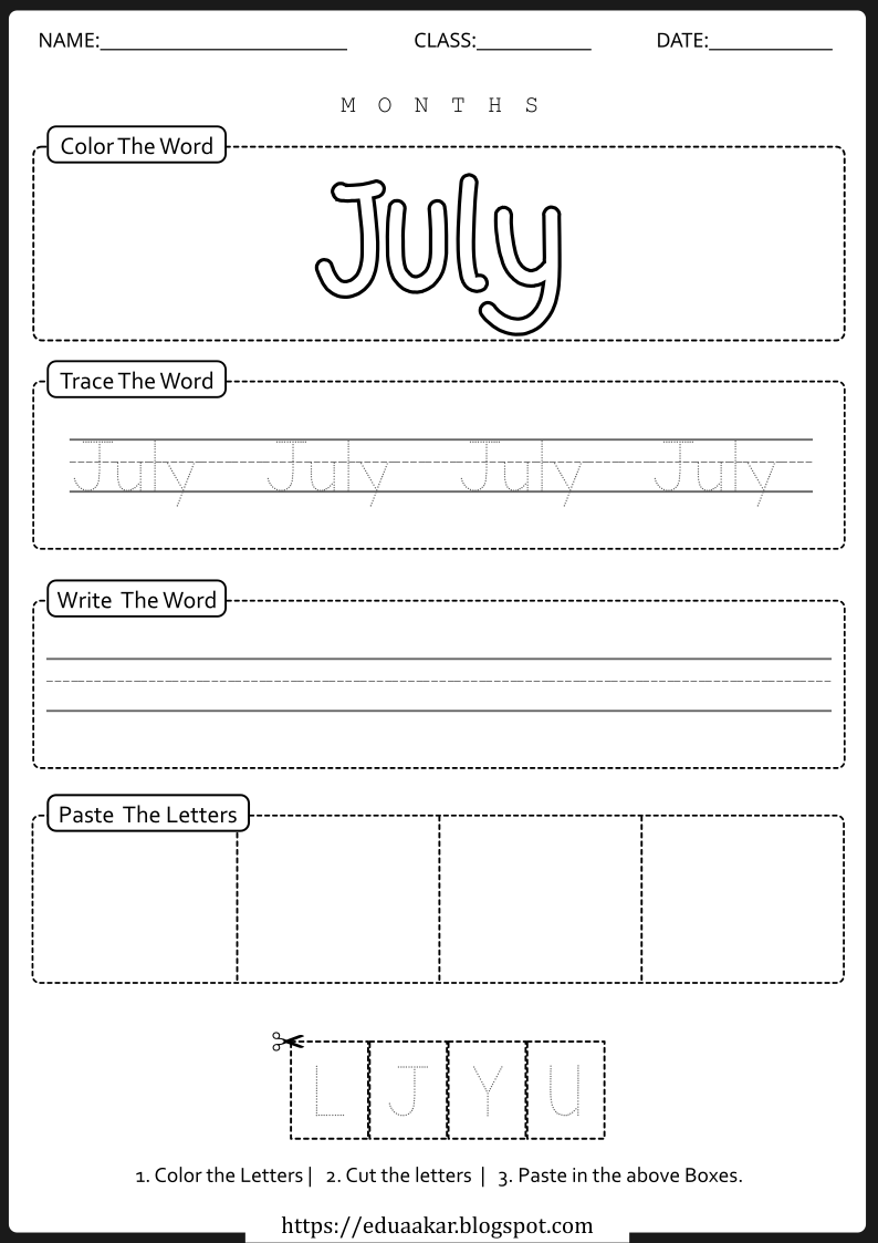 Month Worksheet - July