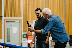 Rehearsals for Opera North’s production of Put’s Silent Night, November 2018 - Alex Banfield as Jonathan Dale with Director Tim Albery  - Photo Tom Arber