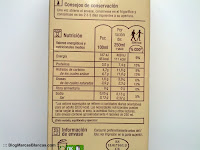 Información nutricional de la leche ecológica semidesnatada Carrefour BIO.