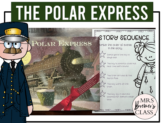 The Polar Express book activities unit with literacy printables, reading companion activities, and a craft for Christmas in Kindergarten and First Grade