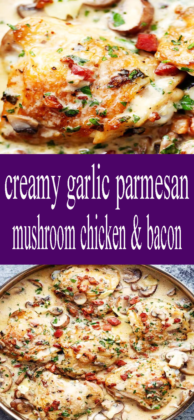 creamy garlic parmesan mushroom chicken & bacon