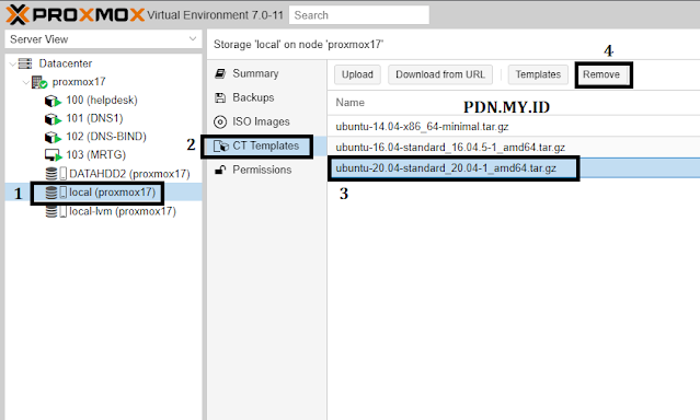 Tutorial menghapus Container Template Proxmox - pdn.my.id