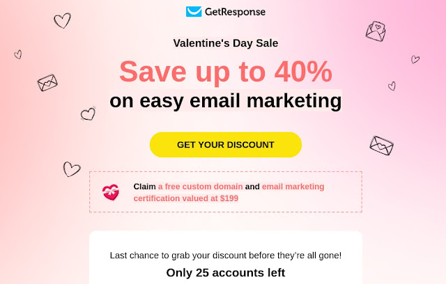 Unlock Exclusive Valentine's Day Deals with GetResponse! Only 25 Accounts Left
