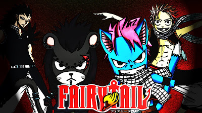 Natsu Dragneel, Happy, PantherLily, Gazille Redfox, natsu gajeel, gajeel fairy tail, happy fairy tail, panther lily, Wallpaper fairy tail, fairytail widescreen, 