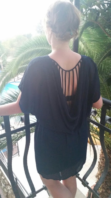 Warehouse strip back dress worn on holiday