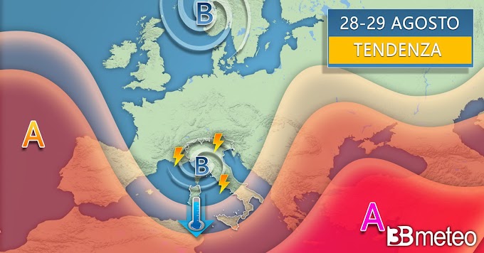 3bmeteo: ‘In arrivo la burrasca di fine estate; violenti temporali e brusco stop al caldo africano da record’