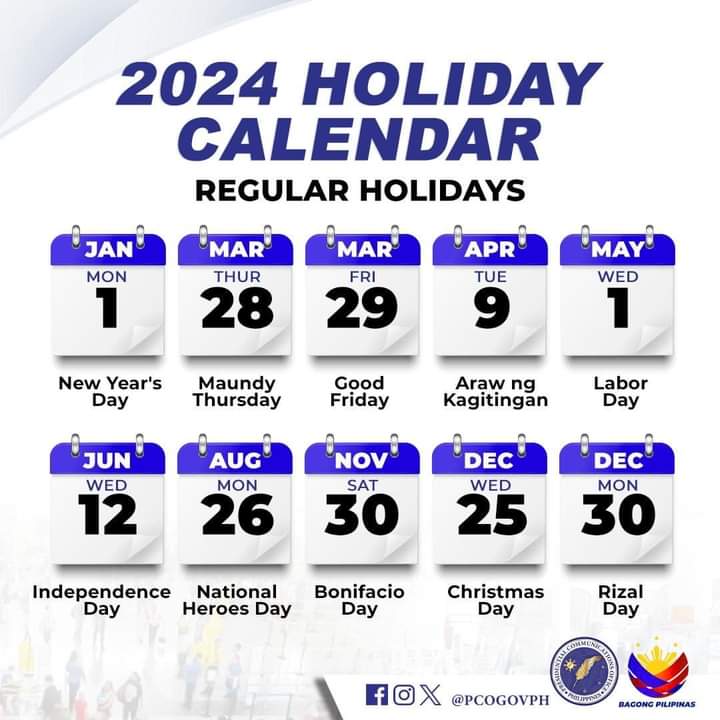 Malacañang issues Proclamation No. 368 declaring regular holidays