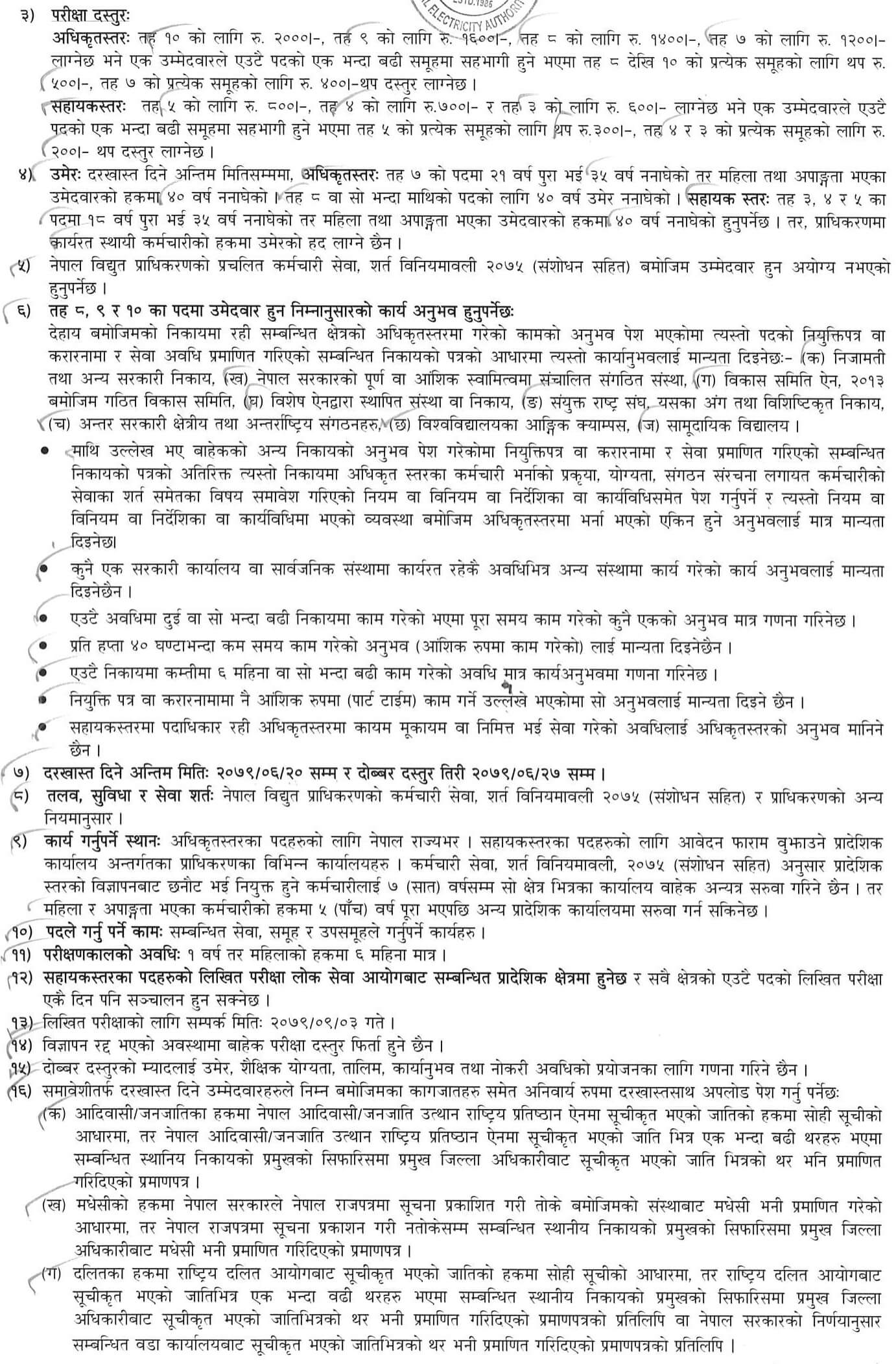 Nepal Electricity Authority Vacancy 2079