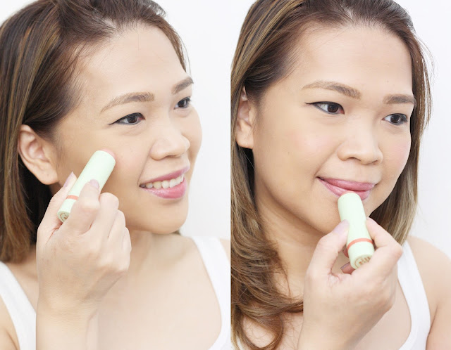 a photo on how to use Pixi By Petra MultiBalm 2-in-1 Cheek & Lip  shades 58 Baby Petal