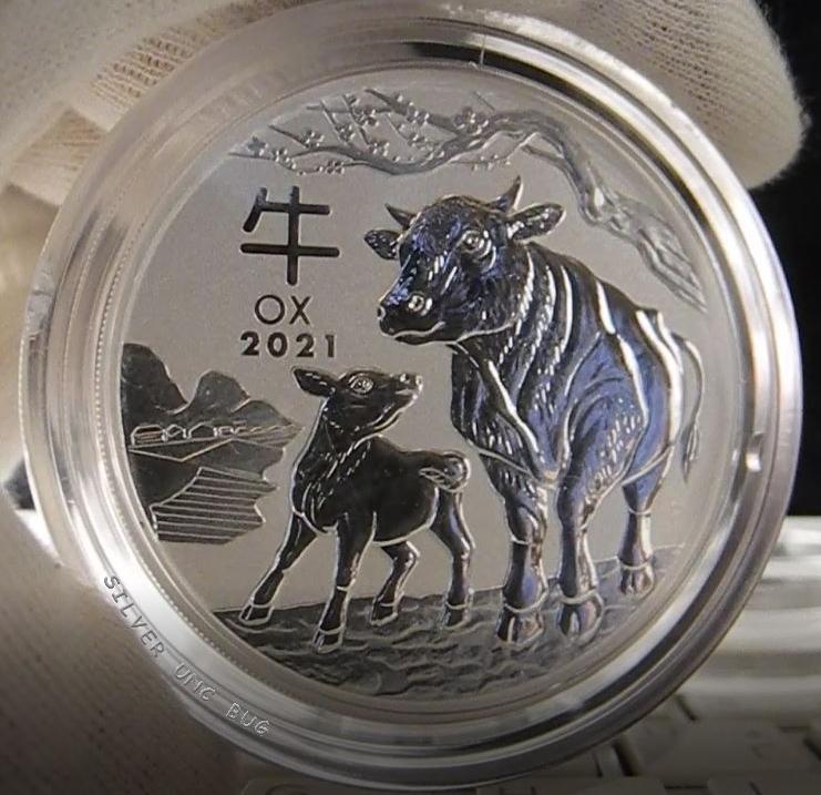 Серебряная монета Австралии 2021 Лунар-3  Бык 2 унции