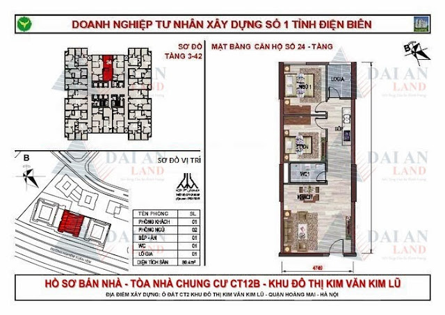 Căn 24 - Tòa CT12B Chung Cư Kim Văn Kim Lũ