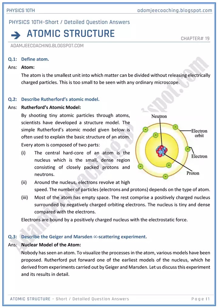 atomic-structure-short-and-detailed-answer-questions-physics-10th