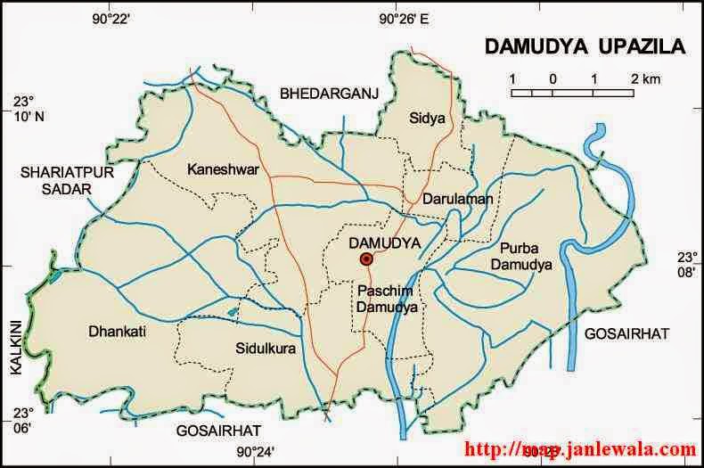 damudya upazila map of bangladesh