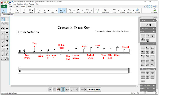 Crescendo Music Notation Software drum key sample