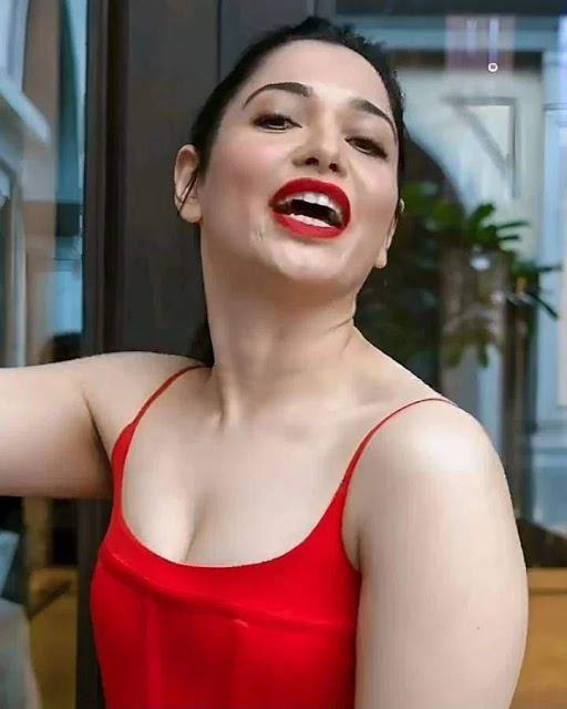 Tamanna Bhatia Super Hot In Red Outfit Az7am