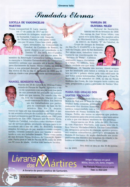 PROGRAMA DA FESTA DE NOSSA SENHORA DA CONCEIÇÃO – 2006 – Santarém – Pará - Brasil