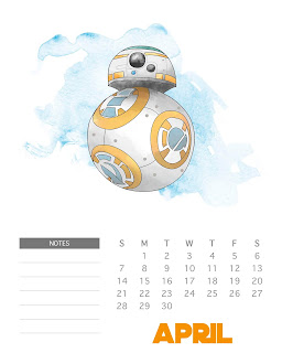 Calendario 2019 de Star Wars para Imprimir Gratis. 