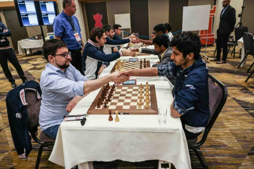 Le match entre la France et l'Inde - Photo © Fédération internationale des échecs