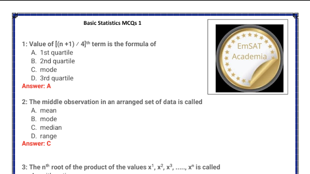 أوراق عمل Basic Statistics الصف الثاني عشر