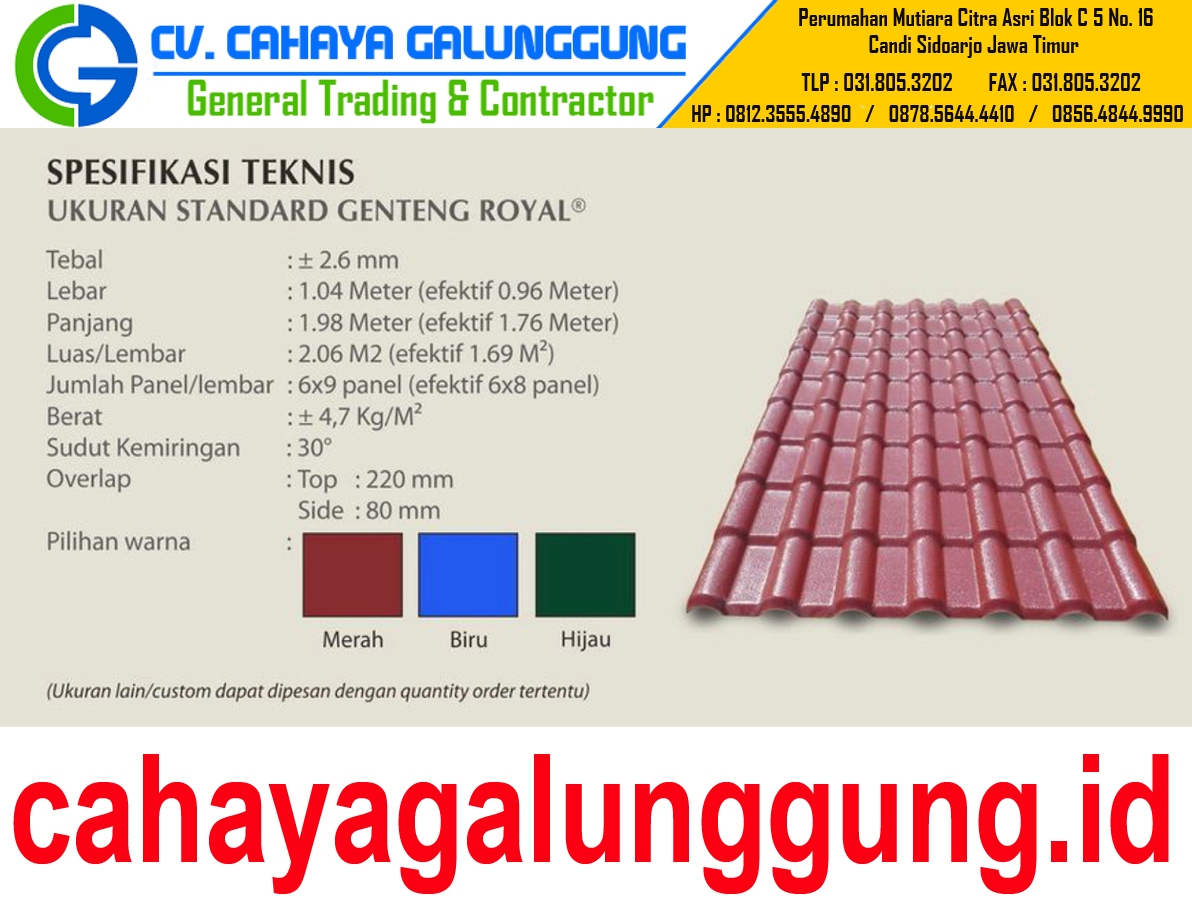  Genteng  Metal  Royal Roof  Daftar Harga  Bahan Bangunan 