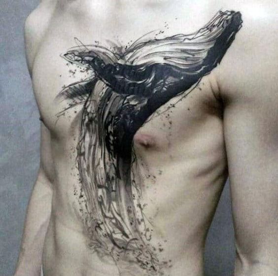 Abstract-Lines-Whales-Full-Chest-Tattoo