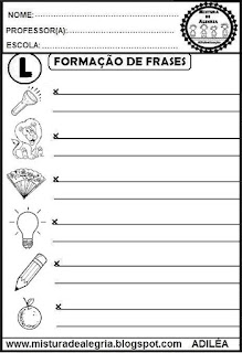 Atividades educativas para alfabetização,formação de frases