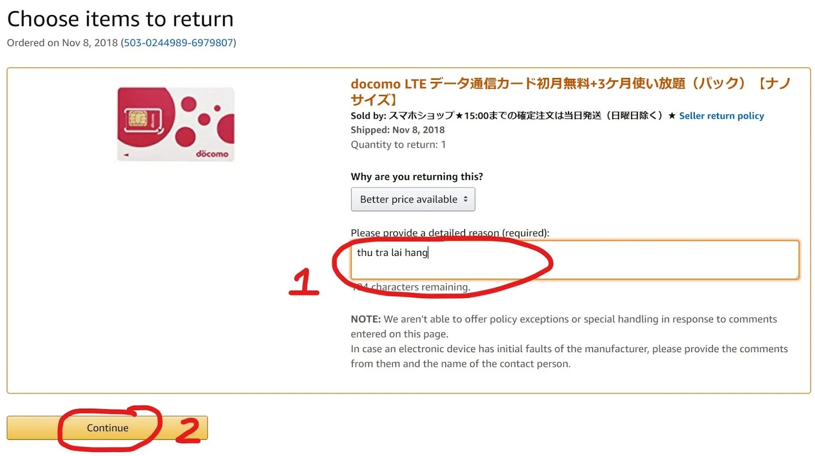 Cách trả lại hàng cho Amazon Nhật Bản từ diiho.com