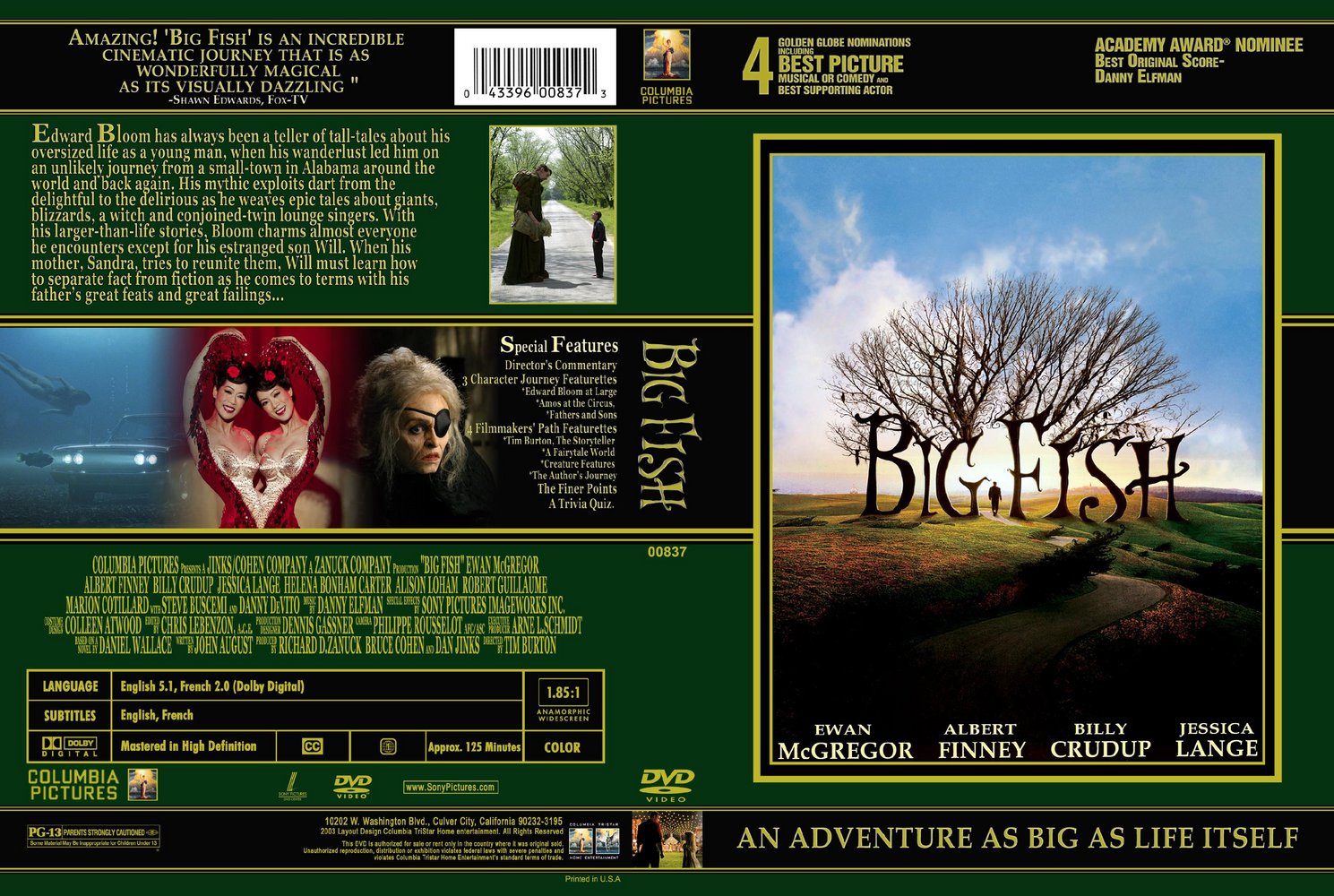 Big Fish Movie Dvd Front back Cover