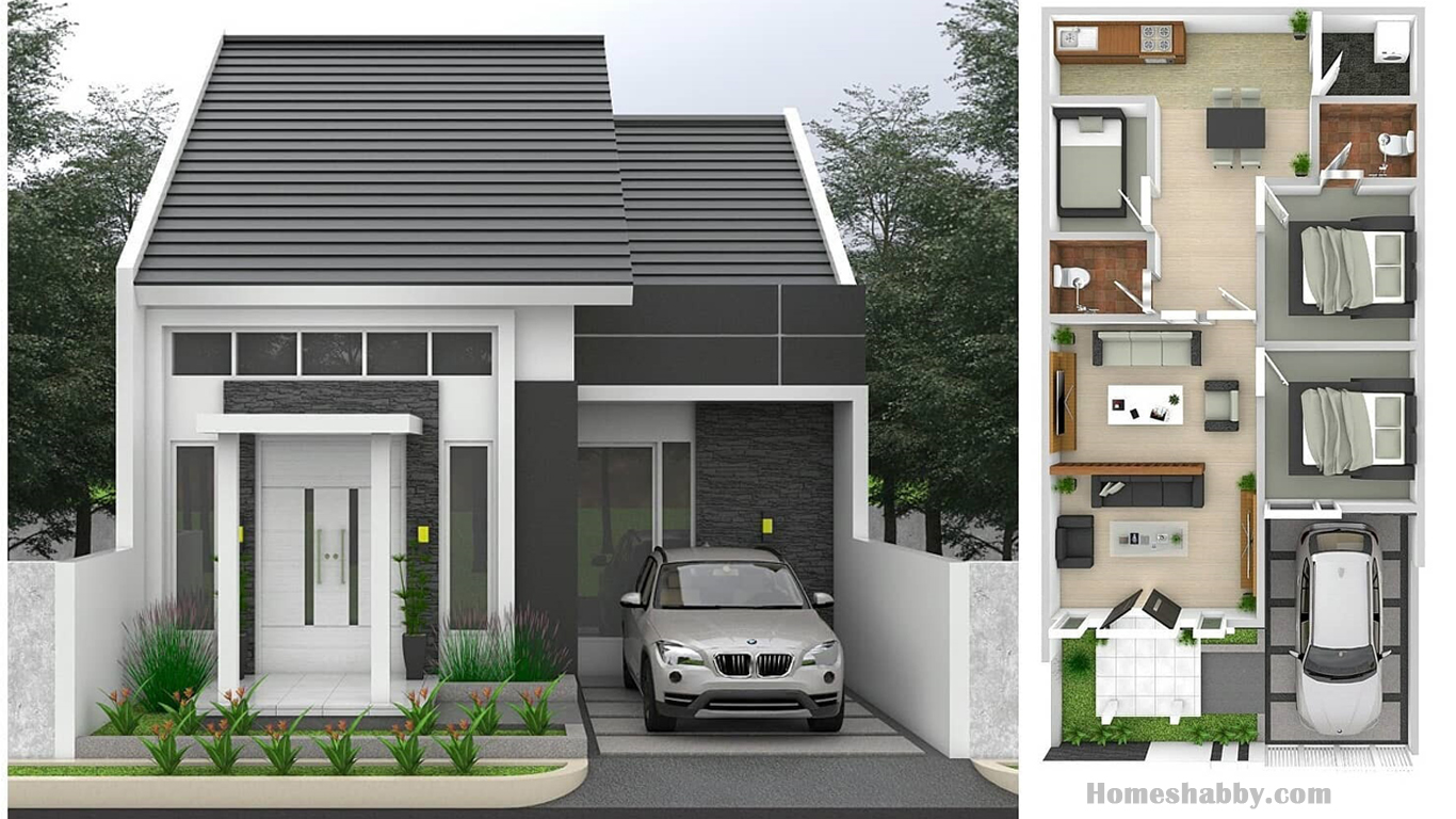 Inilah Desain  dan Denah Rumah  Idaman Dengan 3 Kamar Tidur 