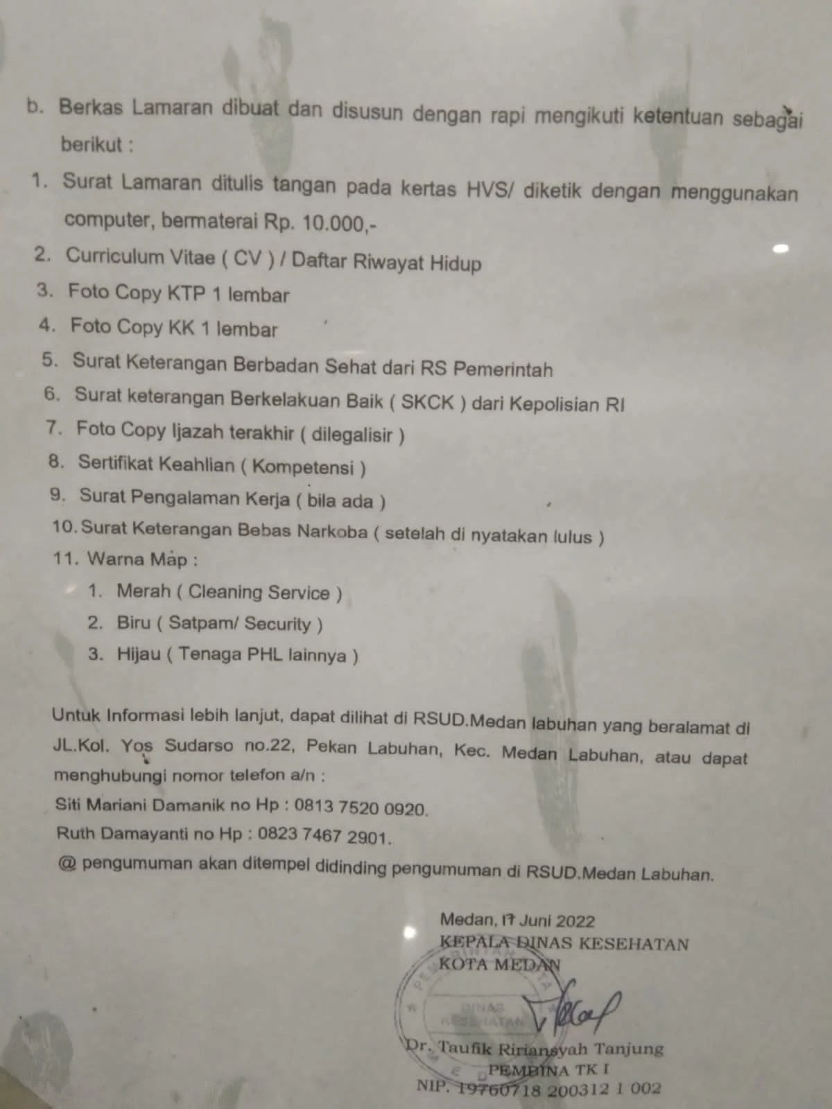 Lowongan Kerja Dinas Kesehatan RSUD Medan Labuhan Bulan Juni 2022