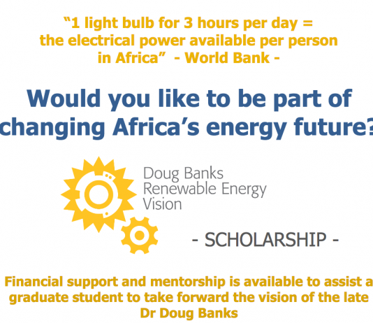Doug Banks Renewable Energy Vision scholarship 2018 for Under Graduates