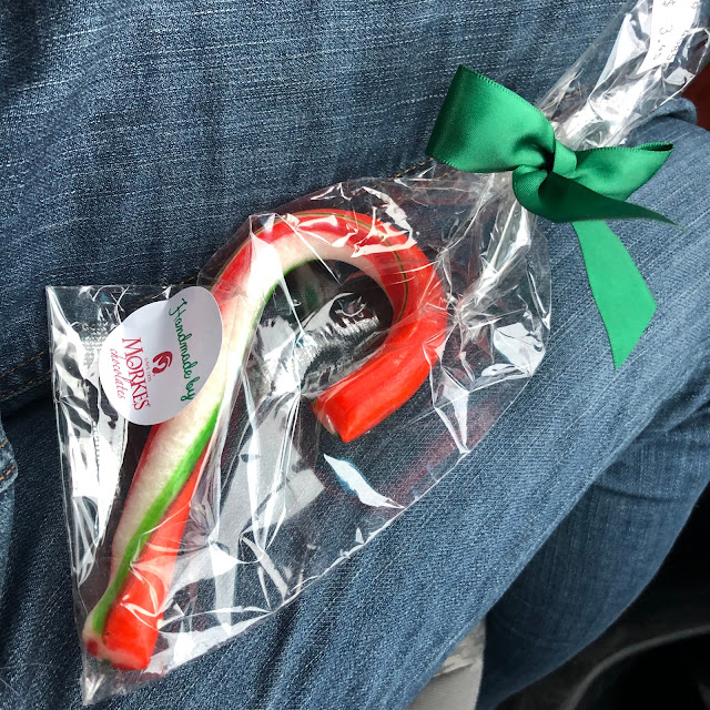Delicious candy canes crafted by Morkes Chocolates.