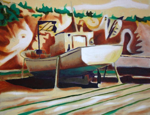 Moored Boat Painting