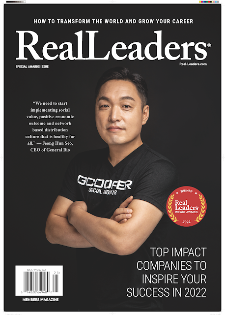 圖1  帶領GENERAL BIO(股)的徐正勳代表,入選為美國2022 Real Leaders全球最具影響力領導人獎項,排名第76、是唯一一間韓國企業.