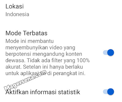 Nonaktifkan mode terbatas YouTube