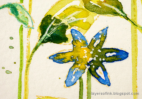 Layers of ink - Watercolor Floral Garden no-line coloring tutorial by Anna-Karin Evaldsson.