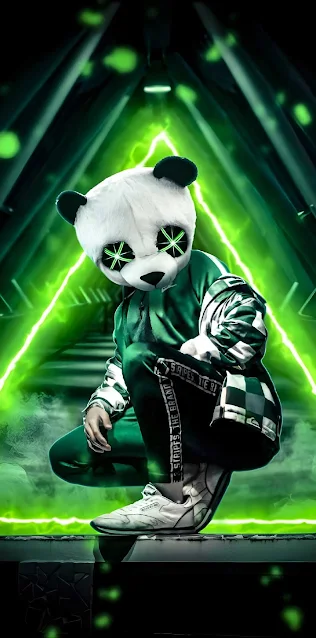 Panda Supreme Neon Lights Wallpaper for iPhone