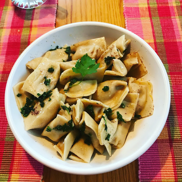 butternut squash agnolotti and cilantro lime brown butter sauce