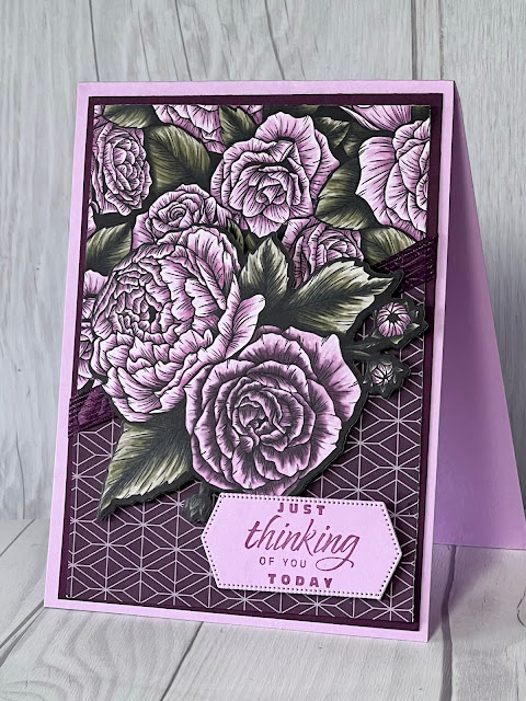 Thinking of You Greeting card using Stampin' Up! Favored Flowers Designer Series Paper